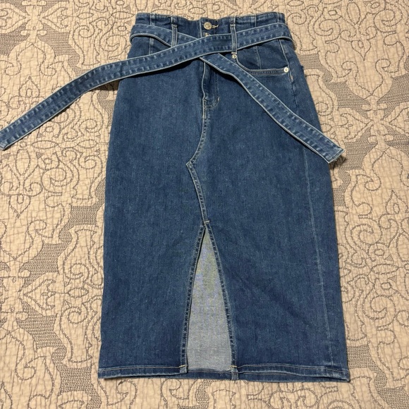 VERONICA BEARD Nazia Belted Denim Midi Pencil Skirt - Picture 6 of 11